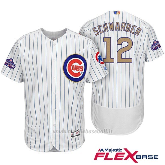 Maglia Baseball Uomo Chicago Cubs 12 Kyle Schwarber Bianco Or Program Flex Base